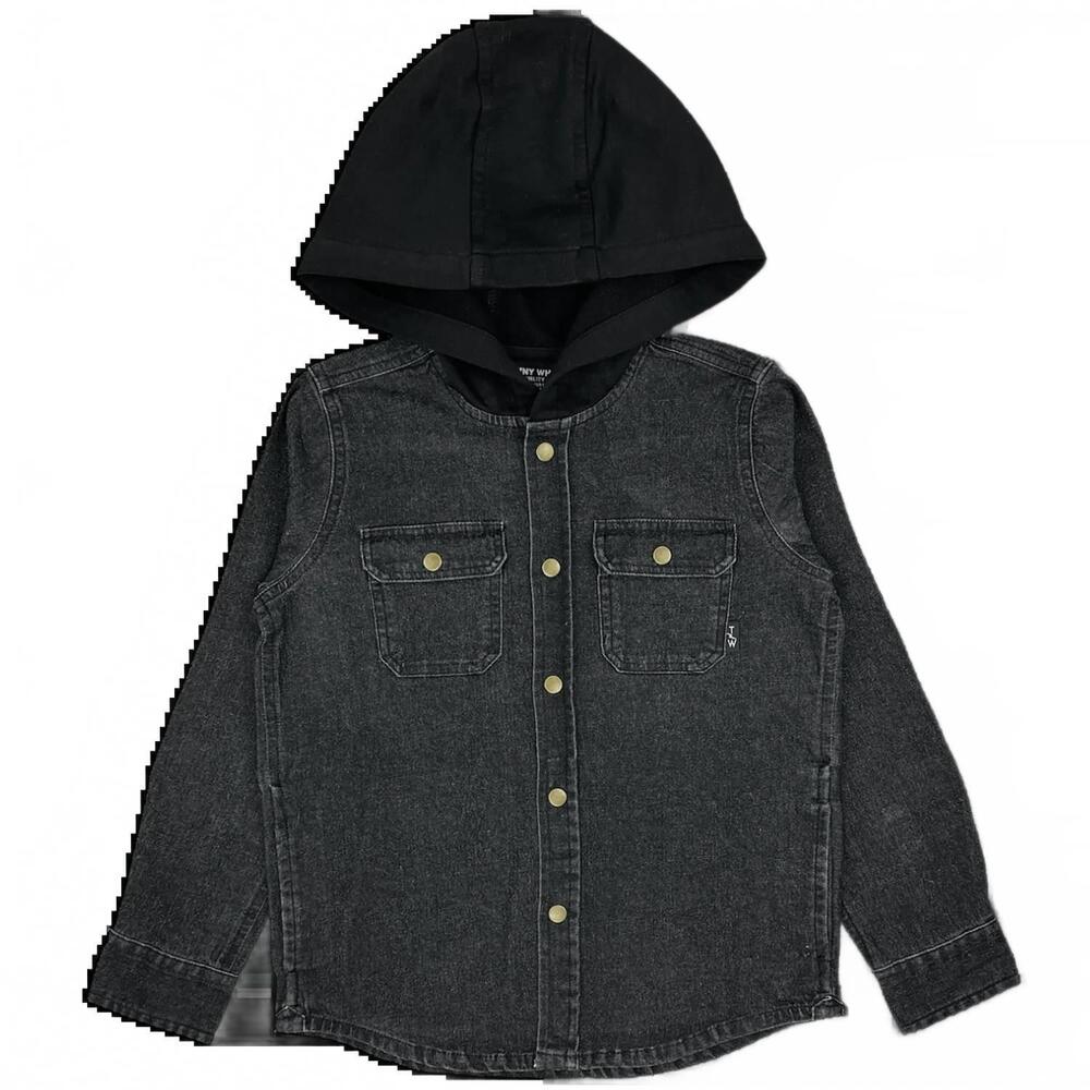 NEW TINY WHALES kid's coastline shacket in black denim
